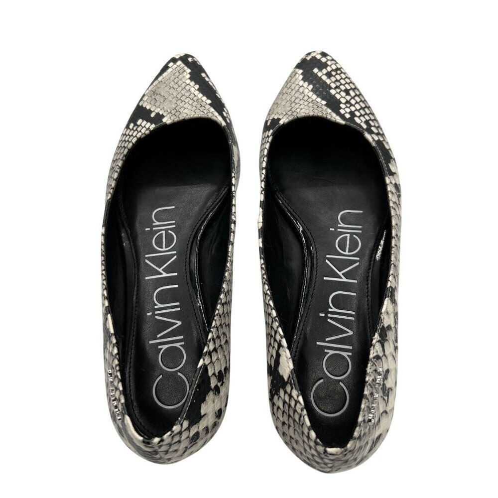Calvin Klein Emerin Womens 6 Pointed Toe Vegan Snakeskin Slip Ons Comfort Shoes - Picture 4 of 15
